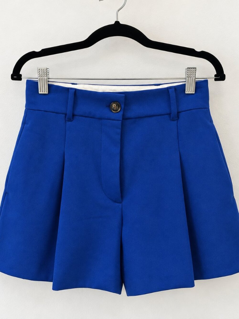 NWT Zara Pleated High Waist Shorts Royal Blue XS NWT